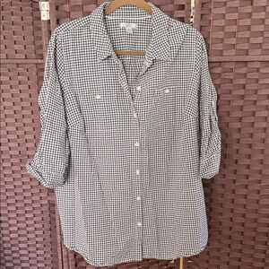 Croft & Barrow Black and White Checkered Button Down Shirt (2x)